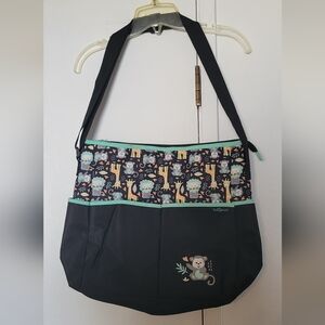 Babymel Black and Mint Jungle Print Crossbody Bag/Tote